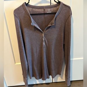aerie ribbed henley long sleeve shirt purple large